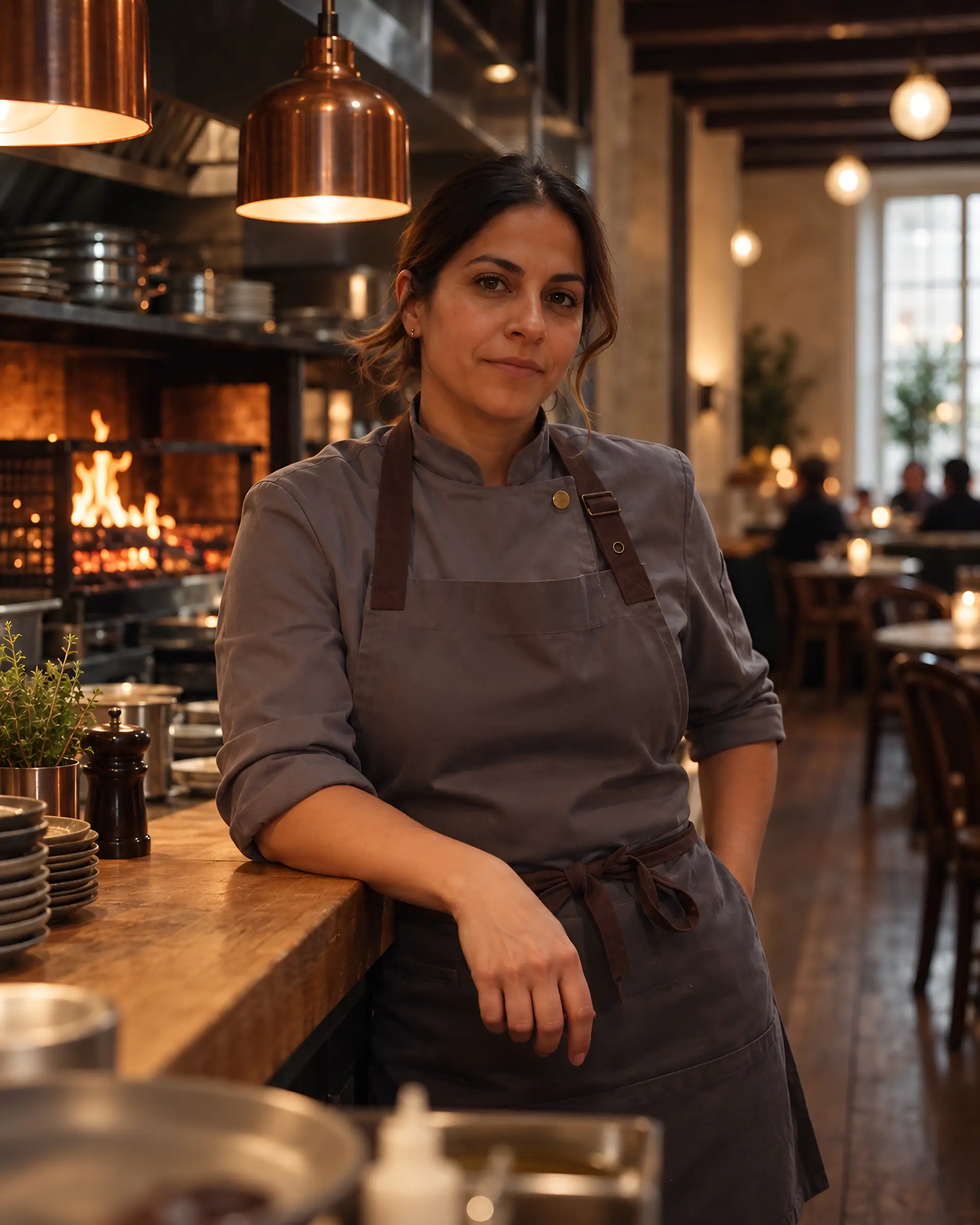 femme travaillant dans la cuisine d’un restaurant